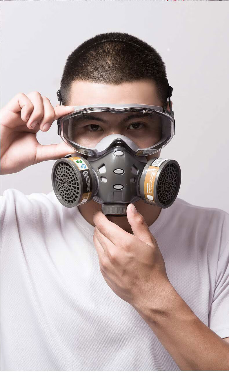 Anshuangli Full Facepiece Gas Mask Integrated Protective Respirator for Spray Painting Industrial Dust Smoke Toxic Gas Oxygen Protection 9