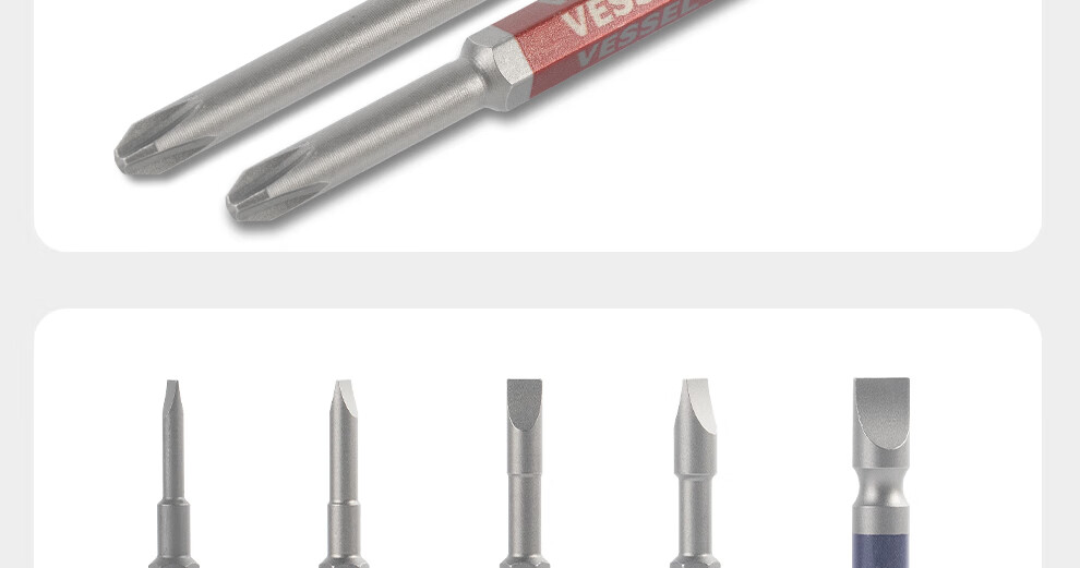 VESSEL Weiwie Screwdriver with Magnetic Tip, Single-Head Screwdriver Bit, Long And Short Groove Phillips Head PH2X100mm, 2-Piece Set 20