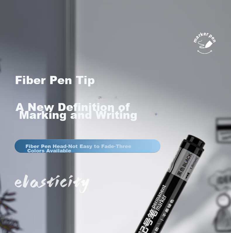 Deli Stationery Black Single-Tip Fine Pen Oil-Based Marker, Student Children's Art Drawing Outline Pen Conference Pen Study Marker Pen Marking Pen 10 Pcs/box SK109 Black 1