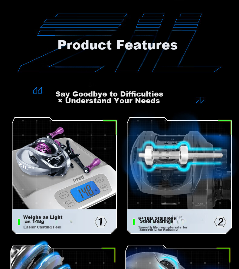 Erciyuan Lure Water Drop Reel, Lightweight Micro-Fishing Line Reel, Long-Distance Casting Magnetic Brake Anti-Explosion Fishing Reel, Purple Dragon, Right-Handed 3