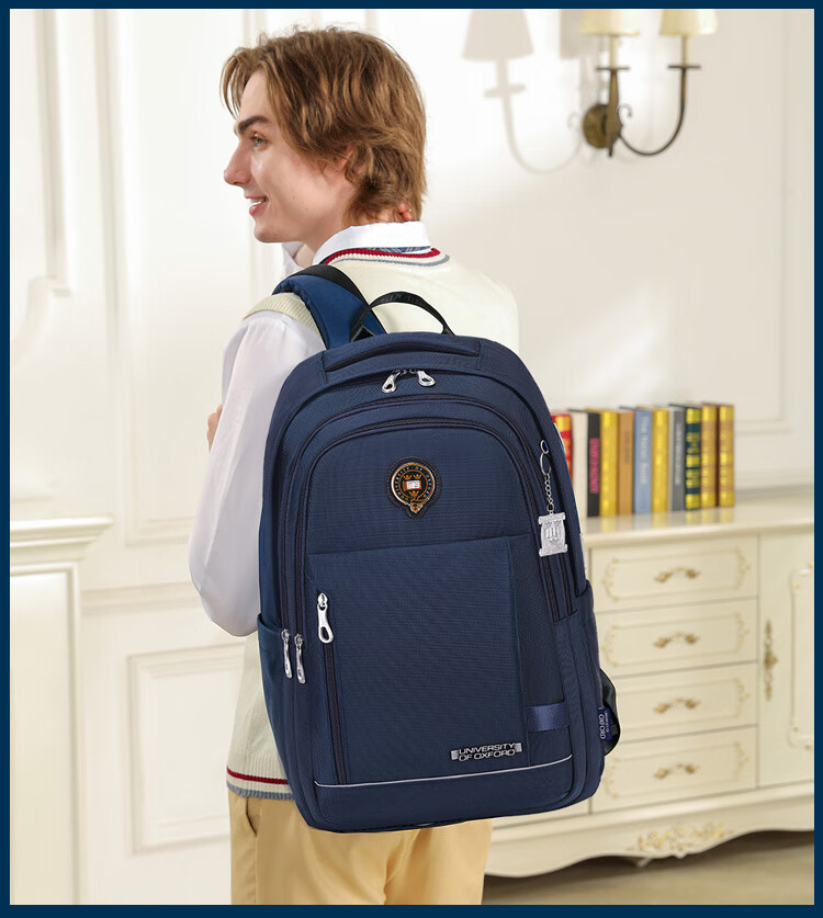 UNIVERSITY OF OXFORD Backpack for Male And Female Middle School Students, High School Students, Lightweight Travel Backpack X1074 Black 3