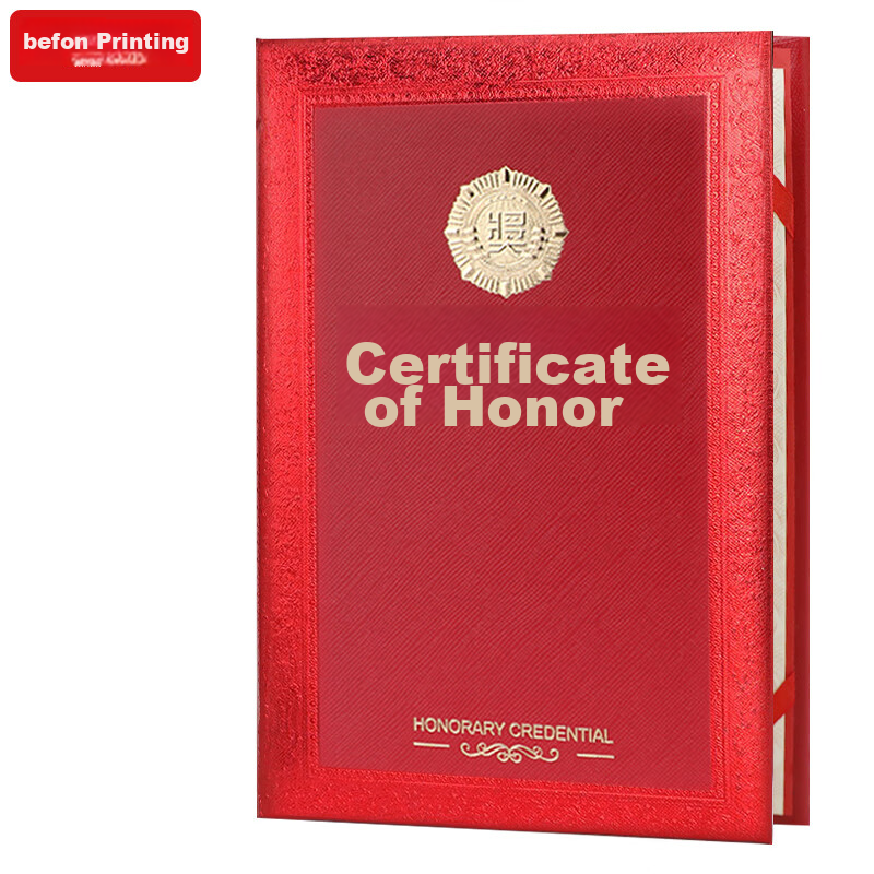 Befon Certificate of Honor, Completion Certificate, Company Award Certificate, with One Inner Sheet, Office Stationery, 12K Single Book Pack, 2480