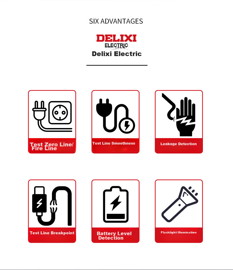 DELIXI Electrician's Voltage Tester, Specialized for Household Wire Testing, Multi-Functional Voltage Detector Pen for Checking Breaks And Points 2