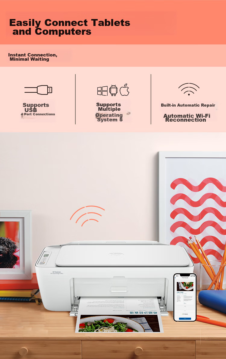 HP DJ 2877 Wireless Color Inkjet Home Printer for Students And Home Use, High-Volume Printing, Scanning, Copying, All-In Multifunctio 5