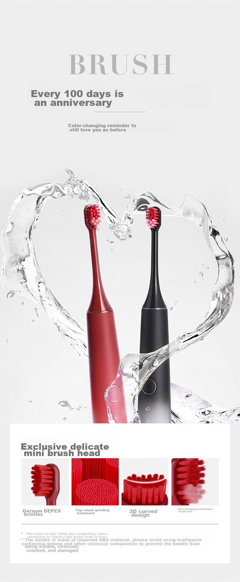 ROAMAN Electric Toothbrush, Recommended by Dentists for Deep Cleaning And Whitening, Gum Protection, Gift for Boyfriend/girlfriend, Birthday, Valentine's Day, Wedding, Engagement, T40 Little Heartbreaker, Matte Black 4