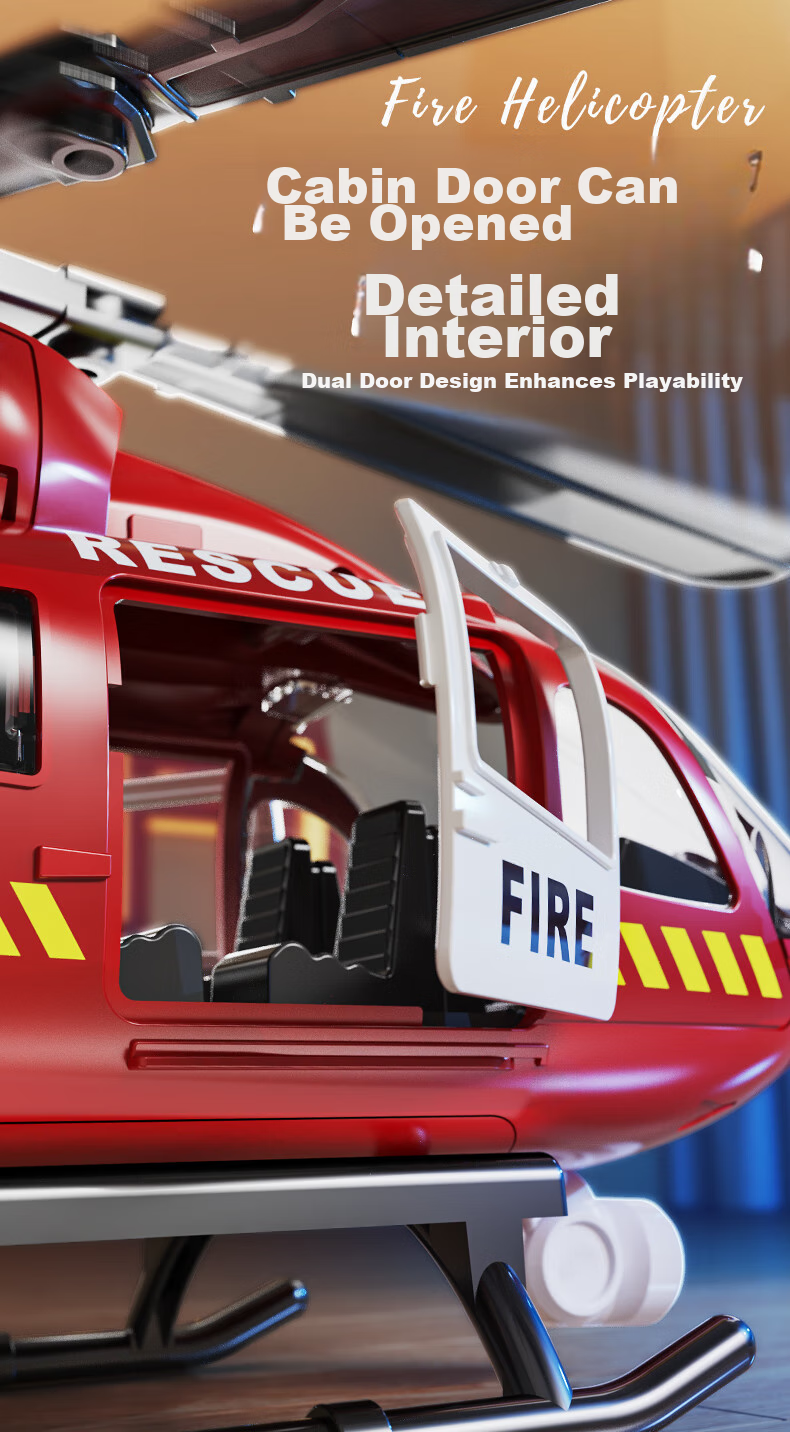 XST Large Children's Toy Helicopter, Inertia Simulation Passenger Aircraft Model, Boys' Fire Rescue Helicopter, Birthday Gift 3