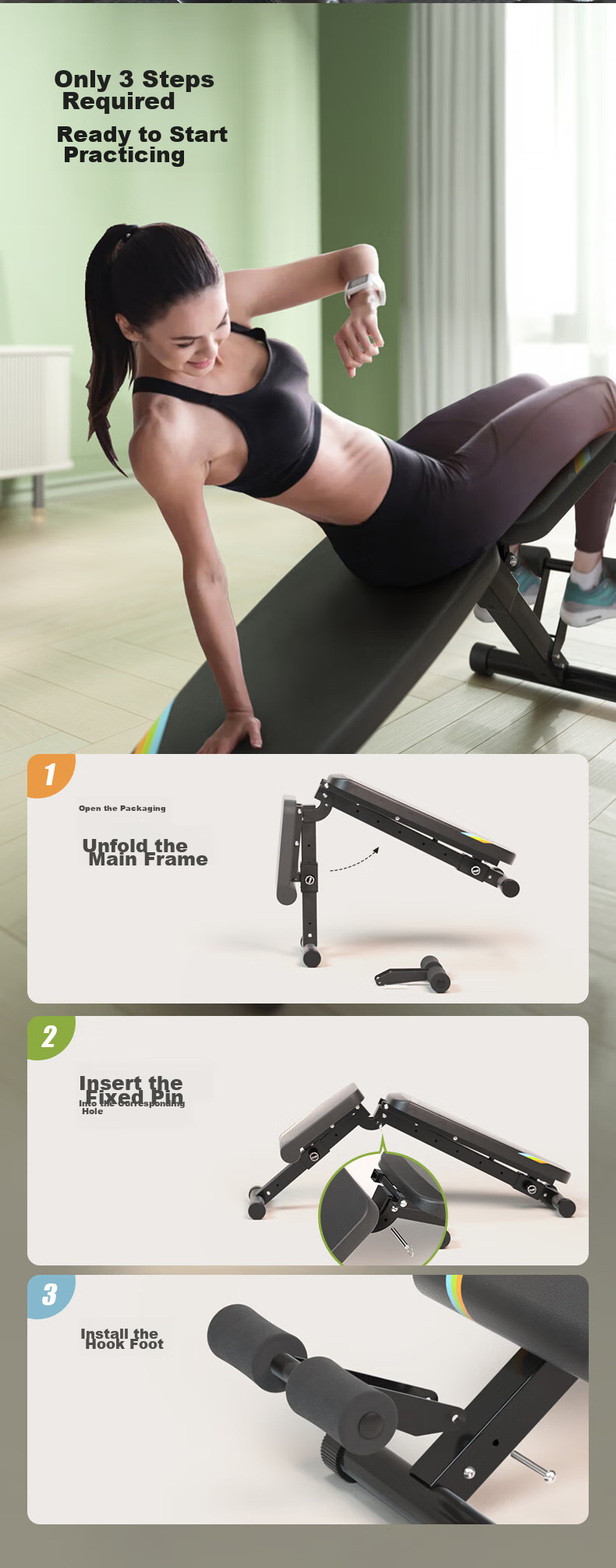 HEAD Dumbbell Bench Roman Chair Preacher Bench Multifunctional Bench Press Bench Sit-Up Bench for Abdominal Exercises And Retirement Fitness Equipment 6