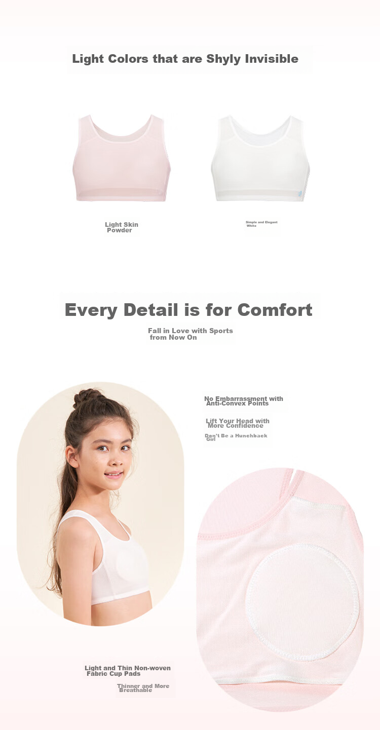 AIMER JUNIOR Bra First Stage Vest-Style Sports Bra, Girls' Development Vest, Mesh Fabric AJ1158591 White 150 2