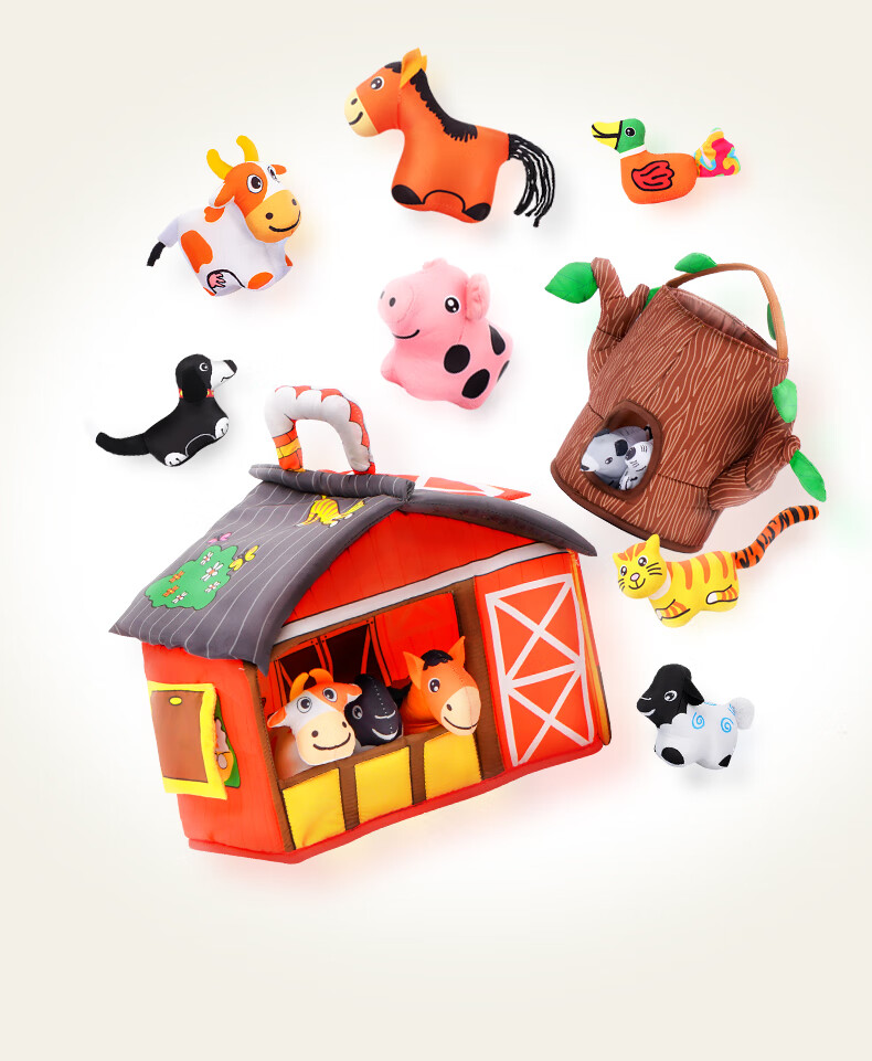 Jollybaby Infant Toy for Ages 0-3 Early Education Game 3D Cloth Book Children's Toy Carpet Gift Box Set Farm Play Mat 1