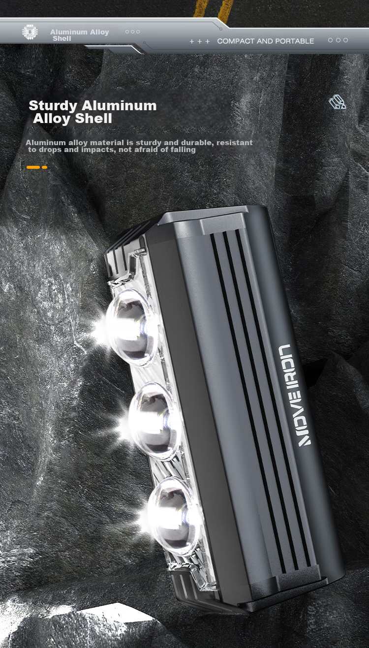 Move iron bicycle light mountain bike headlight 1200 lumens three LED beads illumination light 12
