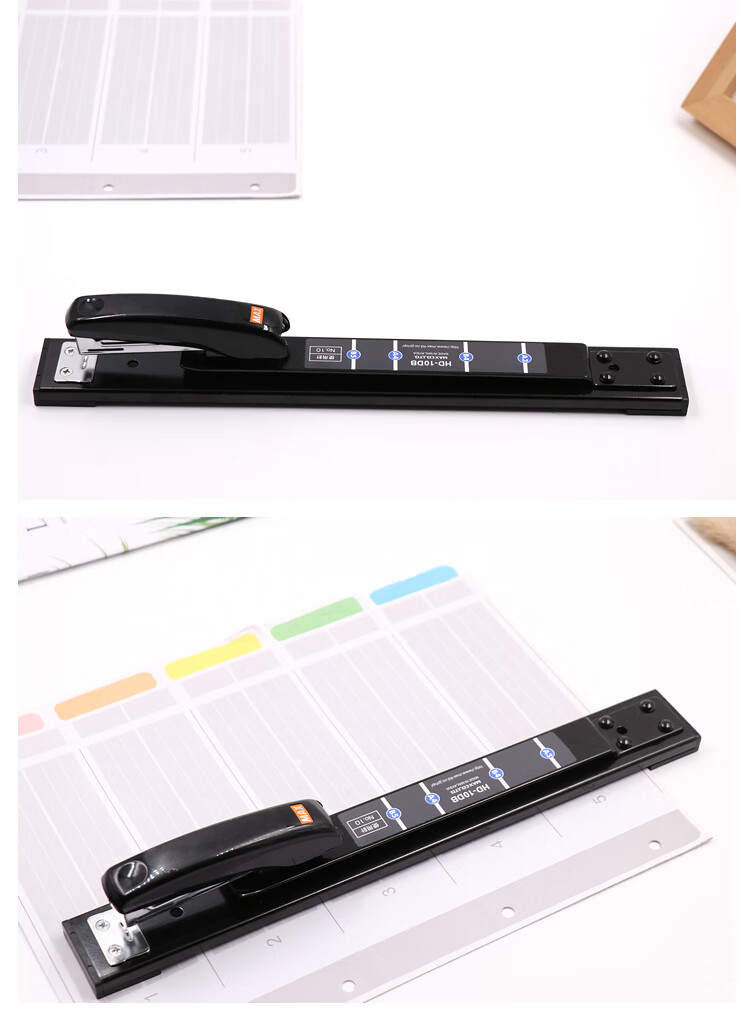 MAX Meikesi HD-10DB Low-Effort Center-Bolt Long-Arm Stapler, Office And Financial Medium-Sized Stapler, Can Staple 2-25 Pages, Black 3