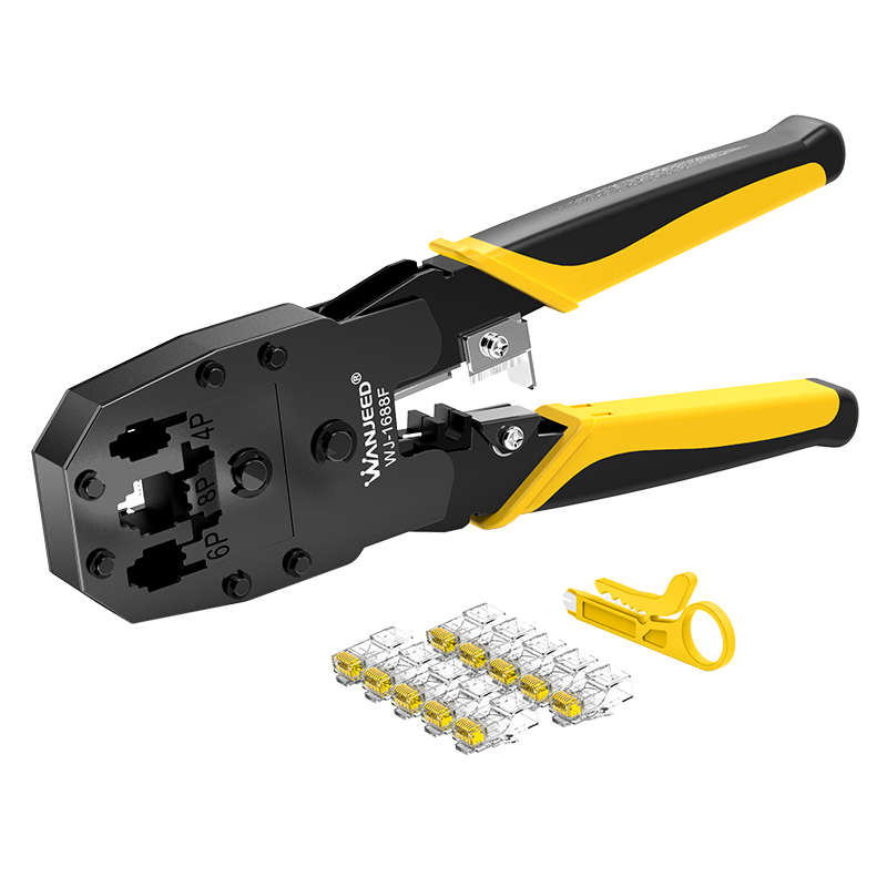 OFNPFTTH Network Cable Crimping Tool Set Cat6 UTP Multi-Function Cutter Stripper Crimper 8P6P4P Cat5e RJ45 RJ12 RJ11 Crimping Pliers Computer Network Tool WJ-1688F