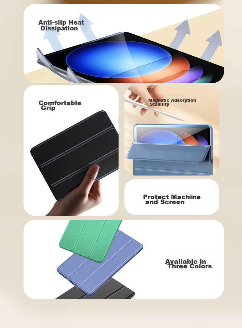 CangHua Protective Case for Xiaomi Pad 6S Pro, 12.4-Inch, 2024 Model, Mi Pad 6S Pro Cover with Tri-Fold Stand, Ultra-Thin Full Protection Anti-Bend Sleep Cover 3