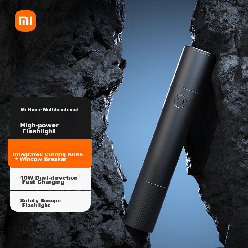 MIJIA Multi-Functional High-Intensity Flashlight Compatible with SU7 Xiaomi Car, Powerful Flashlight, Window Breaker, Safety Hammer