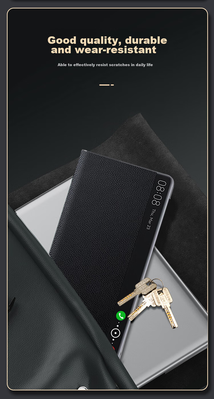 KOOLIFE Genuine Leather Case for Huawei Mate X5, Classic Edition Protective Cover, Full Protection Shockproof Huawei Foldable Screen Case with Flip Smart View Window, High-End Design for Men And Wome 9