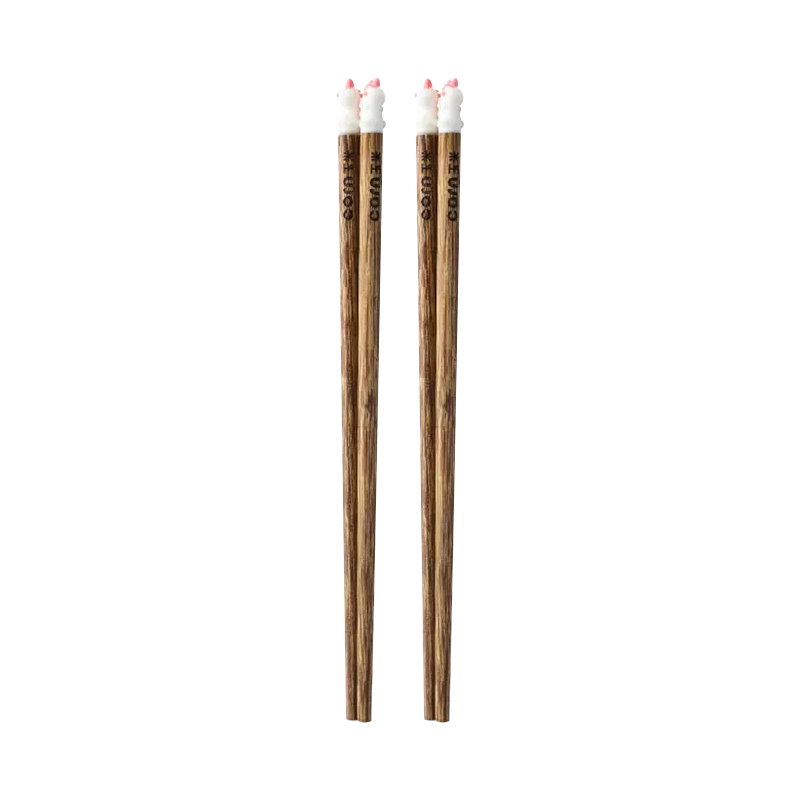CORN Children's Chopsticks for Ages 6 to 12, Wooden Kindergarten Short Chopsticks for Kids, Non-Slip Two-Stage Cute Design for Home Use, 6 Pieces