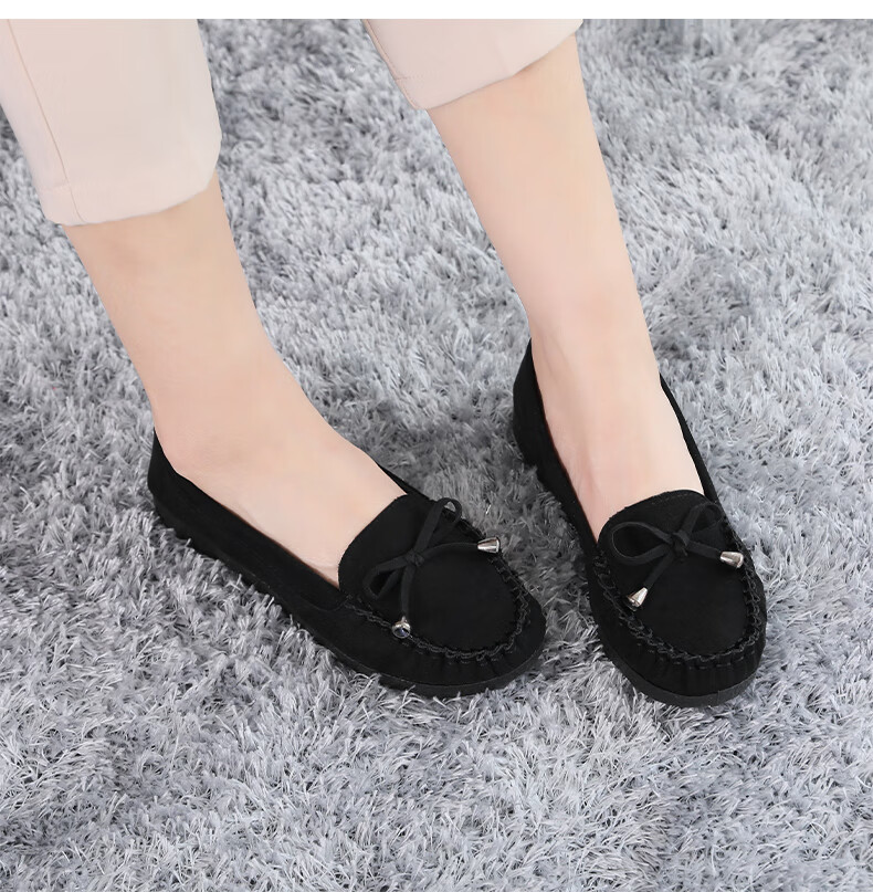 Weizhi Old Beijing Cloth Shoes for Women with Bow Tie, Versatile Black Work Shoes, Casual Shoes, Mom Shoes WZ1020 Size 36 8