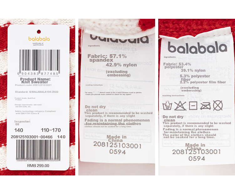 BALABALA Children's Sweater, Girls' Knit Top, Spring Striped Sweater, Bow Tie Inner Layer, Outer Wear, 208125103001 23