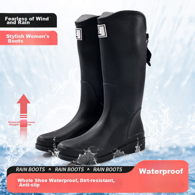 Lanoudun Rain Boots for Men And Women, High-Top Waterproof Shoes, Outdoor Non-Slip Rubber Shoes, Wear-Resistant Rain Boots, Overshoes YX1009 Size 40