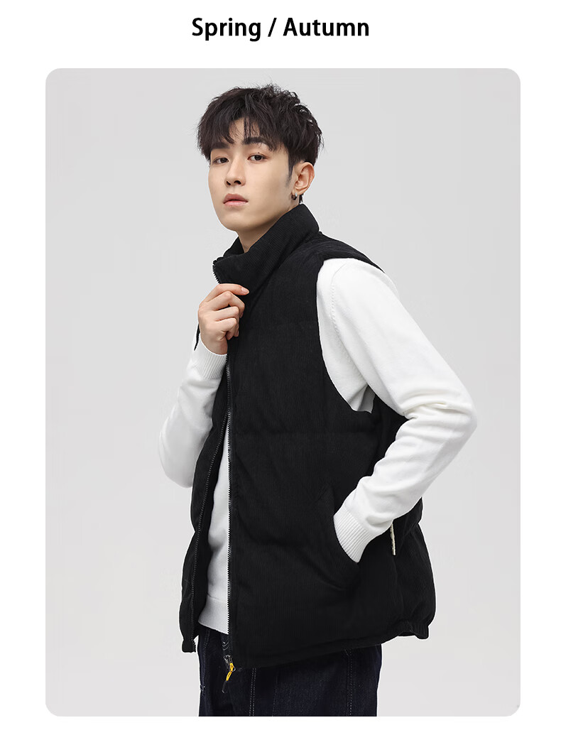 JEANSWEST Men's Spring Autumn Corduroy Loose Vest with Shoulder Bag Warm Jacket Dark Gray 3XL 1