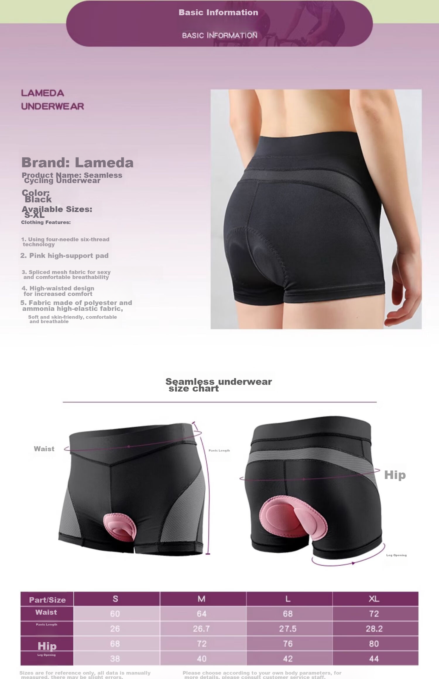 Lameda Bicycle Riding Underwear, Men's And Women's Cycling Apparel, High-Elastic Breathable Seamless Mountain And Road Bike Underwear, Size M 12