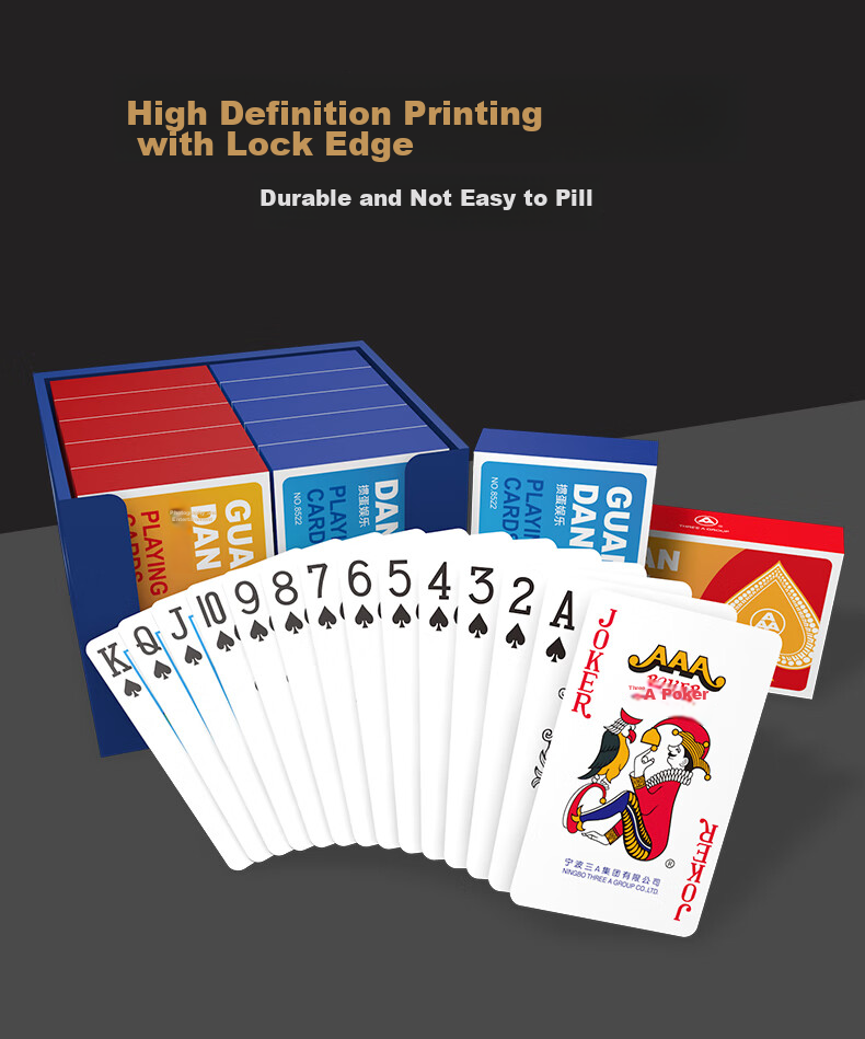 AAA Guandan Playing Cards, AAA Guandan Card Decks, Entertainment Playing Cards, Blue Core Paper Material, 8522 Two-Color Set, Ten Decks 5