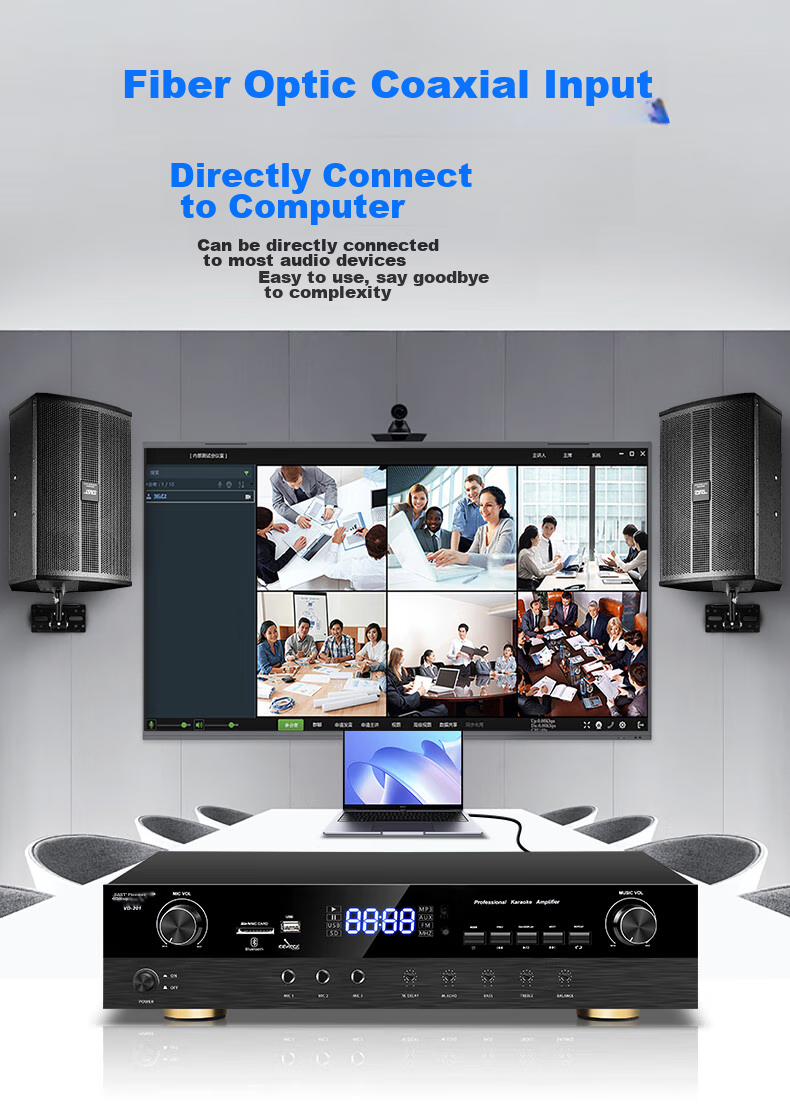 SAST Conference Room Audio System Set, 8-Inch Background Training Equipment Complete Set, Bluetooth Amplifier Wall-Mounted Speakers VD-201/K5/M 10