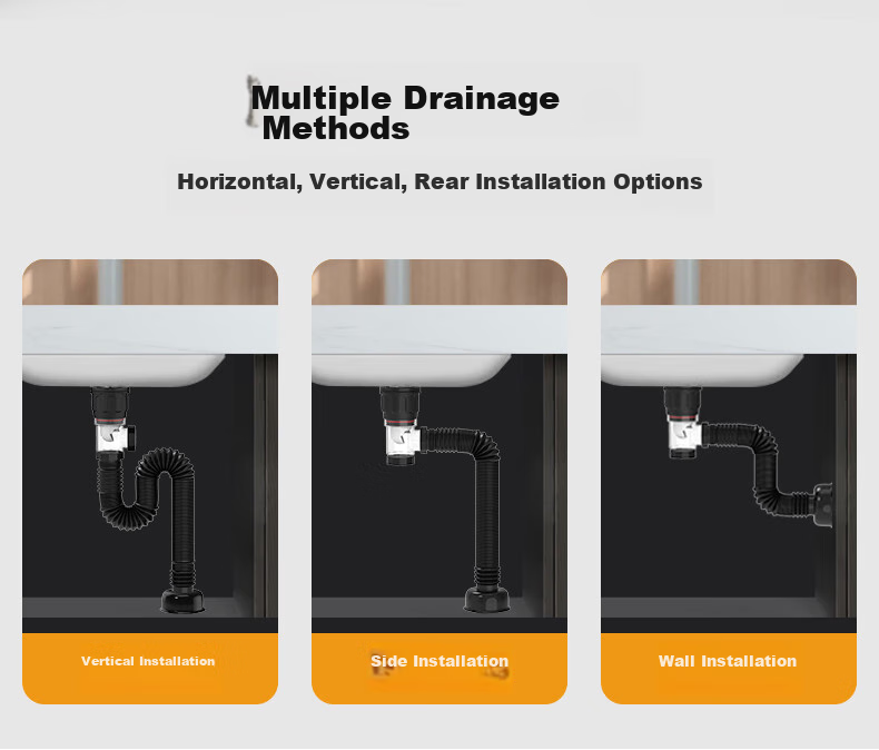 KEGOO Washbasin Large Bounce Drain Kit, Horizontal Drain Pipe for Basin, Anti-Odor And Insect-Proof Sink K5044 4