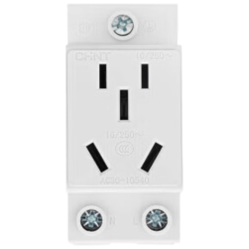 CHNT DIN Rail Socket Five-Hole 10A Modular Socket AC30-10530 Five-Hole 10A Distribution Box Multimedia Box Construction Site Socket