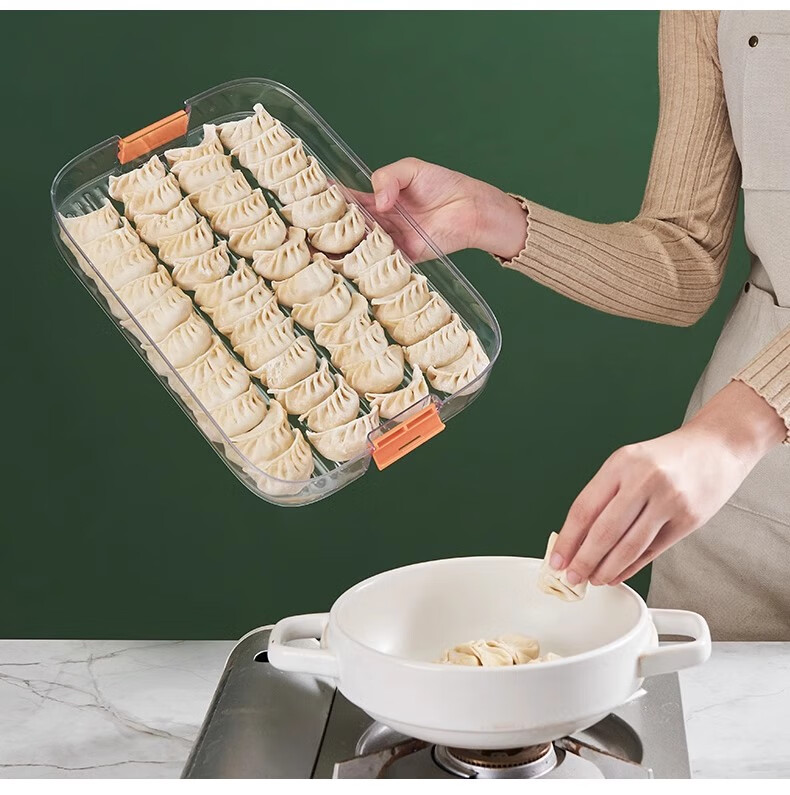 LONGSTAR Dumpling Freezer Box, Wonton Storage Container, Food-Grade Tray, Refrigerator-Specific Frozen Wonton Preservation Box, Four-Layer 11
