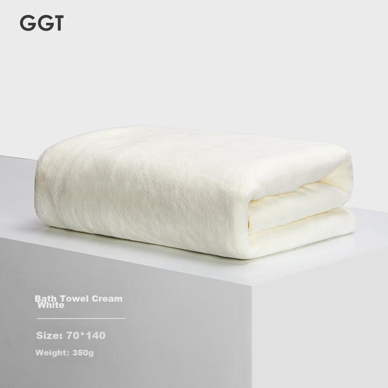 GGT Japanese Adult Bath Towel, Home Use, Absorbent And Quick-Drying, Large Towel for Women, High-End, Non-Shedding for Men, Cream White Color