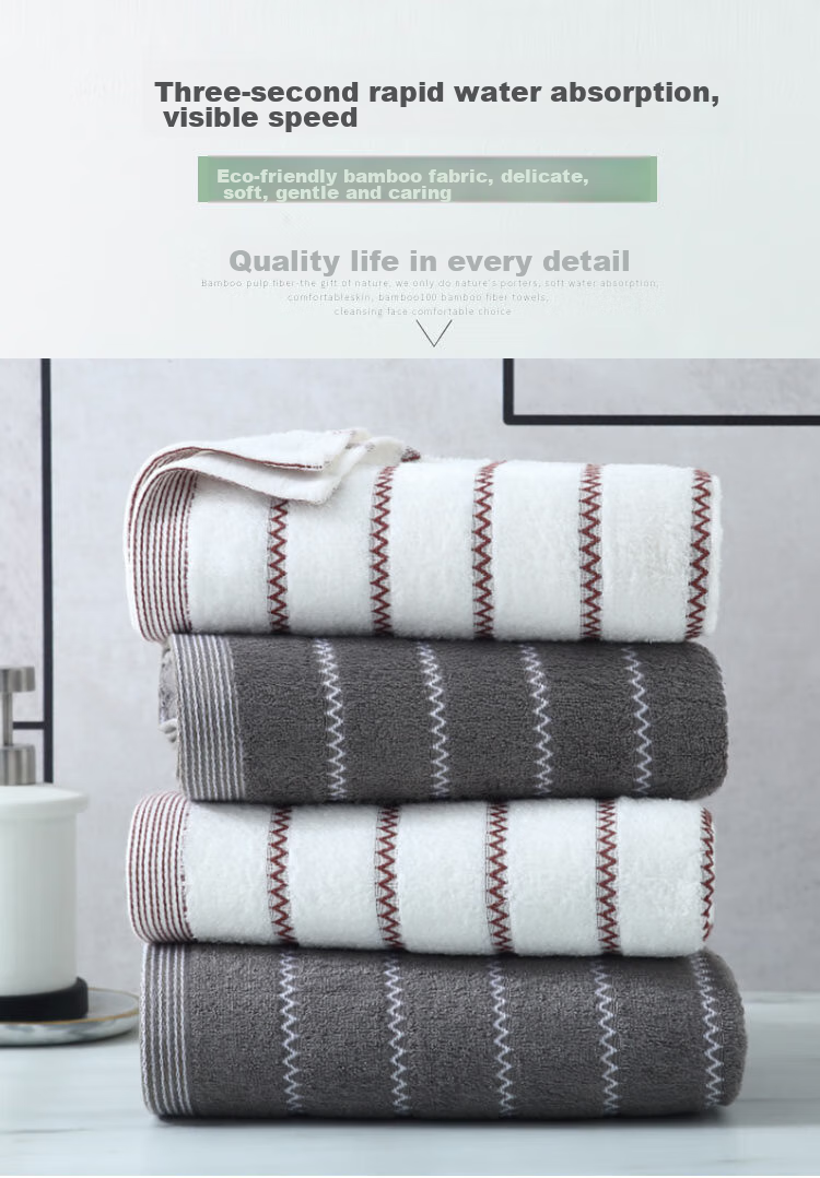 Zhuyibai Bamboo Fiber Towels, 2 Pieces, Adult Thick Absorbent Face Washing Bath Towels, Hair Drying Towels, Hand Towels, White + Gray Sports 1