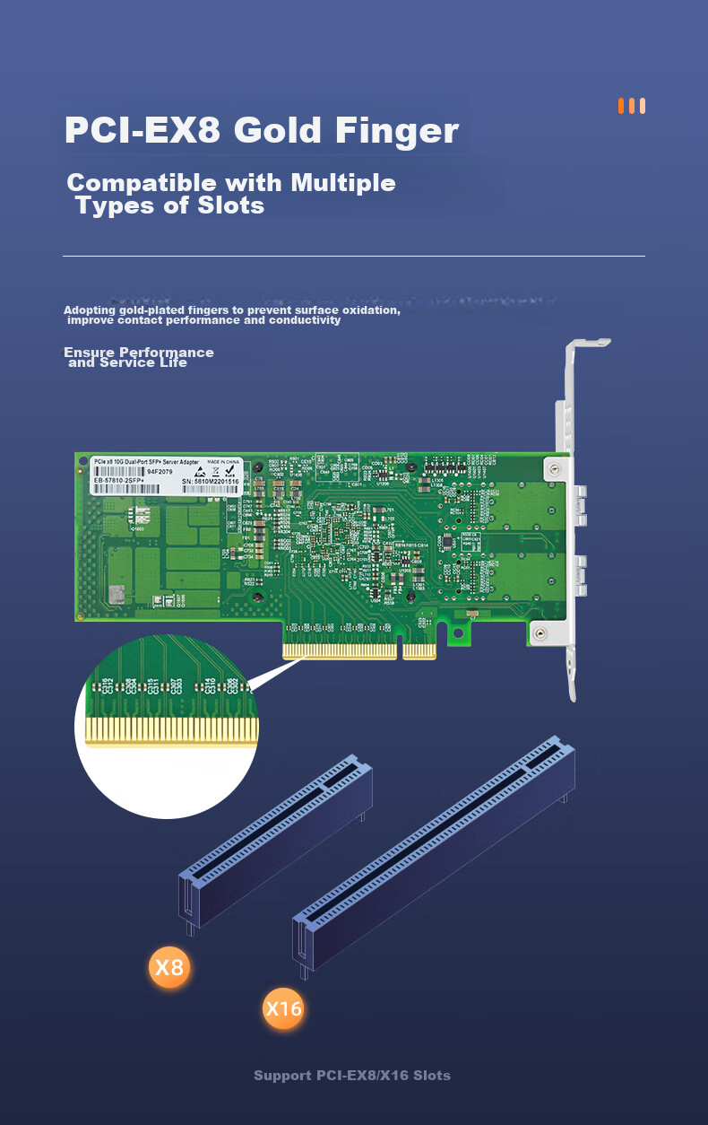EB-LINK BCM57810S Chip, PCI-E X8 Gigabit Dual-Port Fiber Optic Network Card, 10G Server SFP+ Interface Network Adapter 11