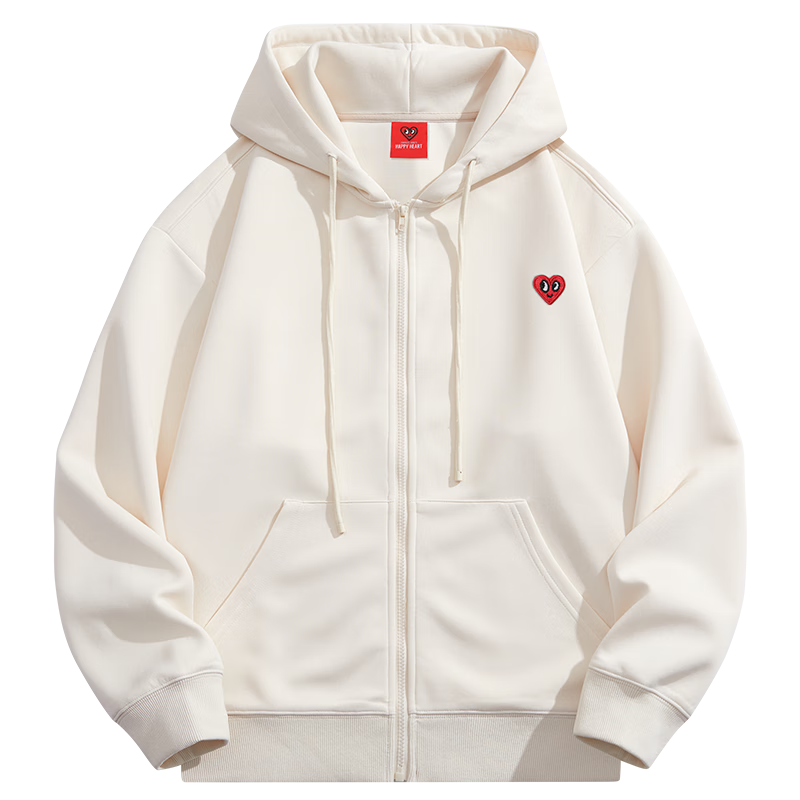 Chaersitaoxin [Wang Churan's Choice] Hooded Cardigan Sweatshirt for Men And Women, Solid Color Simple Top Casual Jacket Light Khaki XL