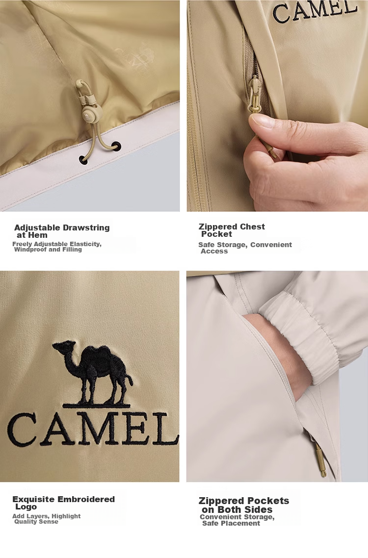 CAMEL Outdoor Single-Layer Hardshell Jacket for Men And Women, Waterproof Travel Coat A13CATG112 3XL 27