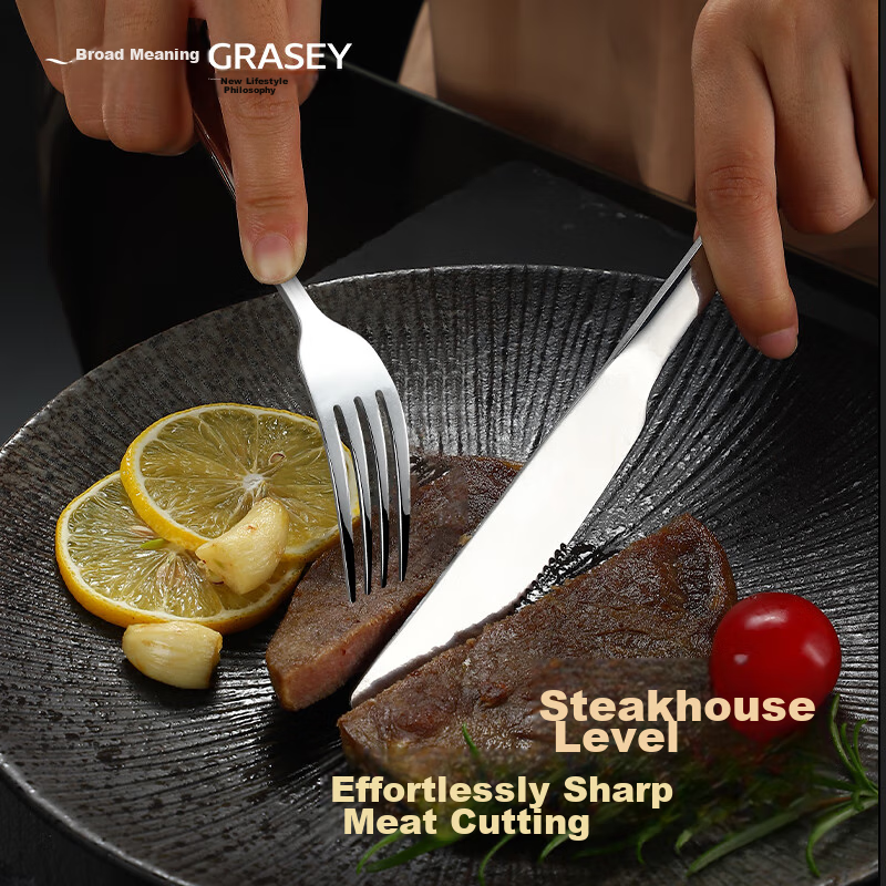 Guangyi 304 Stainless Steel Western Cutlery Set, Steak Knife And Fork Set, Thickened Tableware Complete Set, Fork 2-Piece Set GY7270
