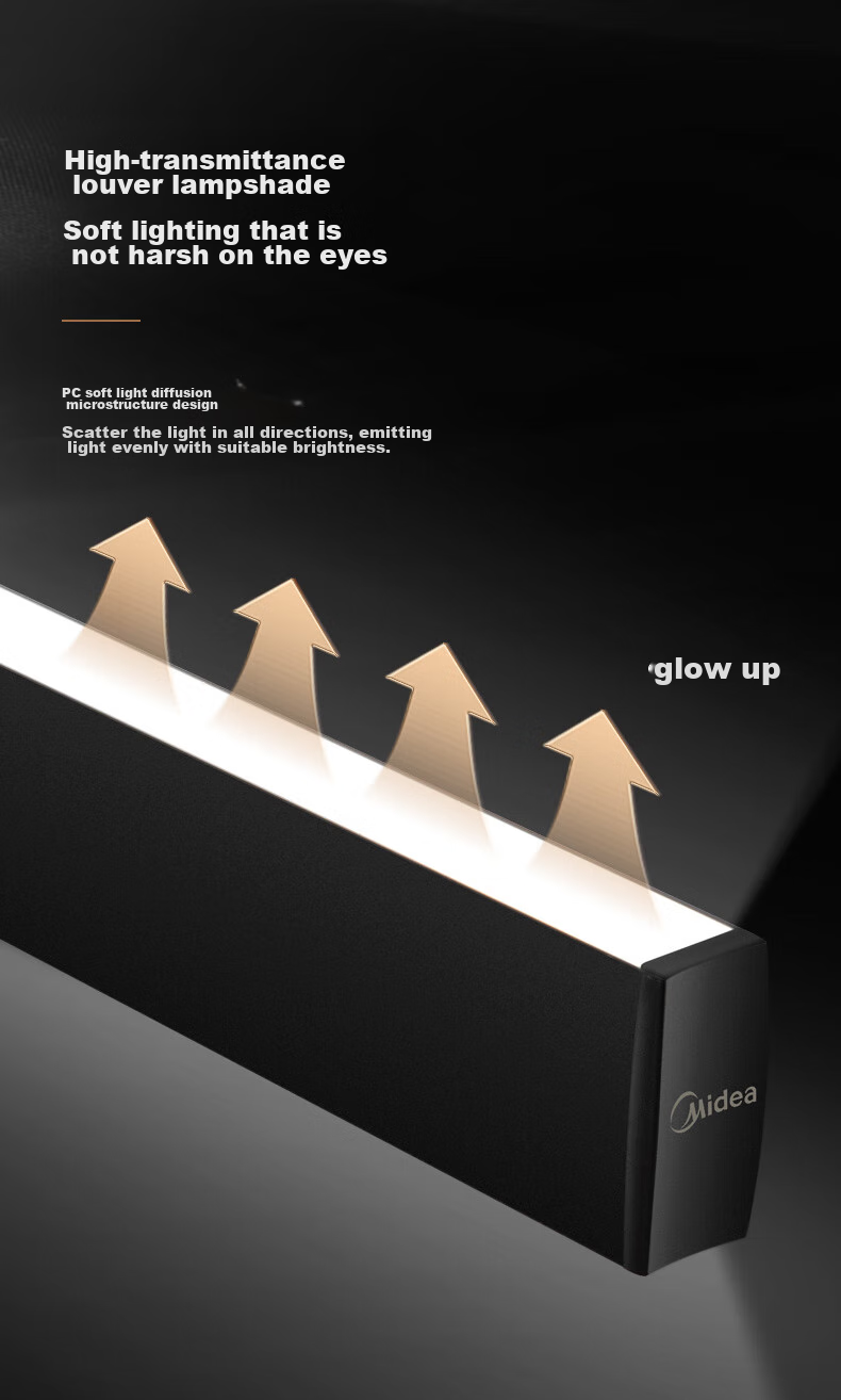 Midea LED Linear Pendant Light for Dining Room, Simple Long Strip Chandelier for Table Lighting, White Lighting Fixture 9