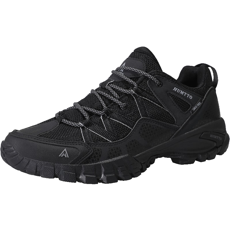 HUMTTO Mesh Hiking Shoes, All-Season Comfortable Breathable Trekking Shoes, Urban Outdoor Casual Men's Shoes, Black, Size 41