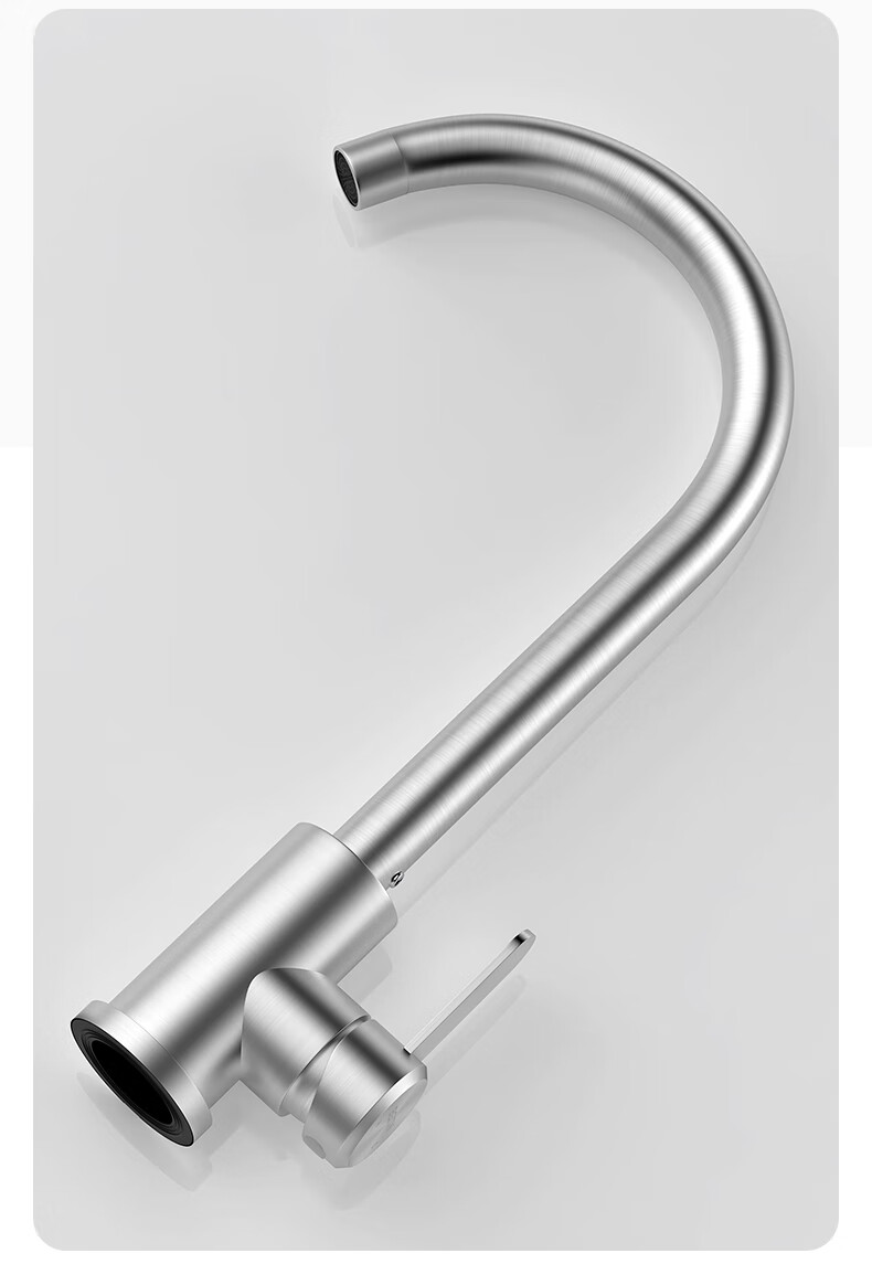 BSITN Wall-Mounted Faucet, Kitchen 304 Stainless Steel Body, Single Cold Quick-Open, 360° Rotating Sink Faucet B6035 11