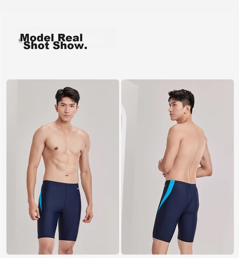 ZOKE ZOKE Men's Swim Shorts, Knee-Length Loose Fit, Athletic Training Quick-Dry Shorts for Men, 122602303, Deep Blue/lake Blue, XL 8