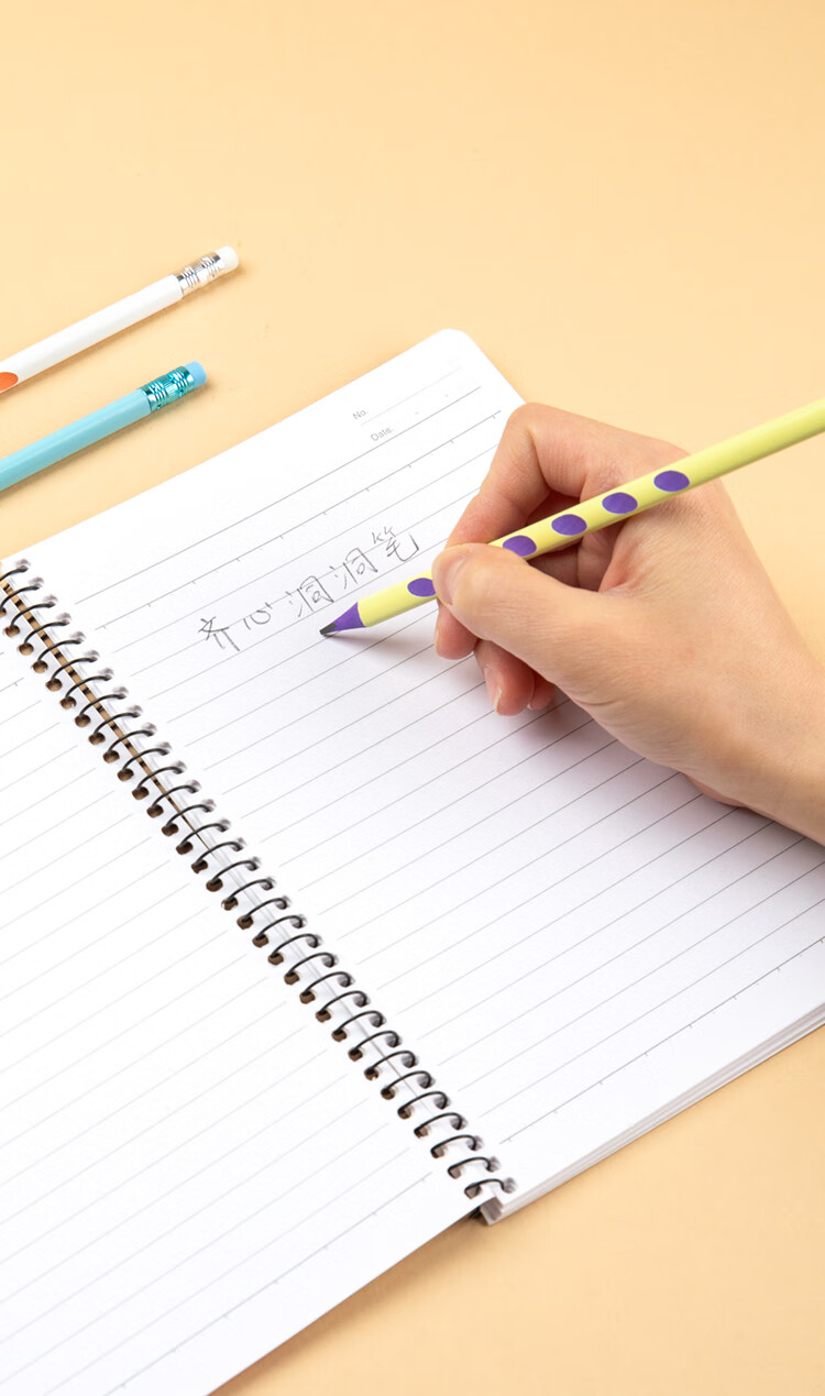 COMIX Perforated Pencils with Colorful Handles, 30 Pieces HB, Elementary School Students' Writing Practice Pencils, Children's Posture Correction, Triangular Wooden Handle Easy-Grip Pencils, Erasable with Eraser, XS12 11