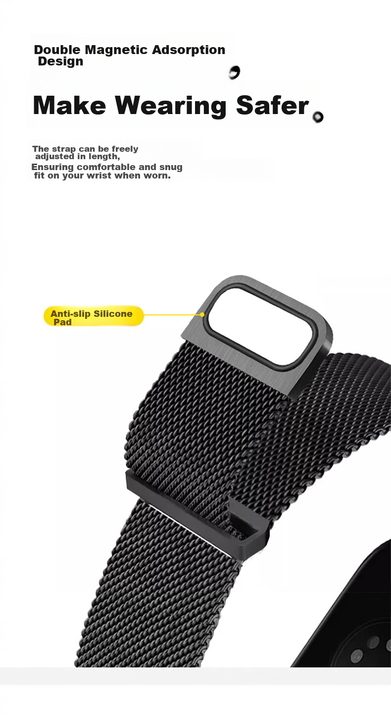 KOVL Compatible with OPPO Watch 4 Pro/OPPO Watch X2/X Watch Strap, Steel Milanese Magnetic Buckle, Strong Magnetic Clasp, Breathable Stainless Steel Wristband 6