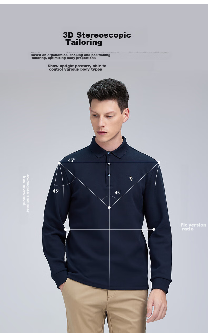 DANCING WOLVES [Fleece-Lined] Autumn And Winter Fashion Business Commute Versatile Men's Long-Sleeve POLO, 001 Black, Size 165 7