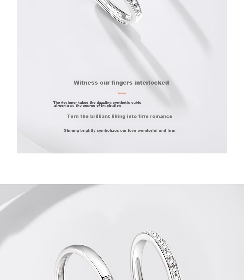 FanciFanci Beautiful Couple Rings 925 Silver Adjustable Birthday Anniversary Gift for Girlfriend 5