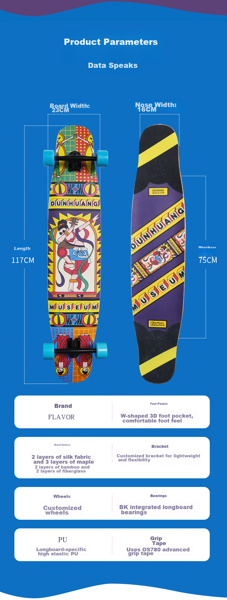 Flavor Boiling Point Dunhuang Collaboration Skateboard, Longboard, Professional Board for Beginners, Dancing Street Board, Dance Board, Pink Patter 8