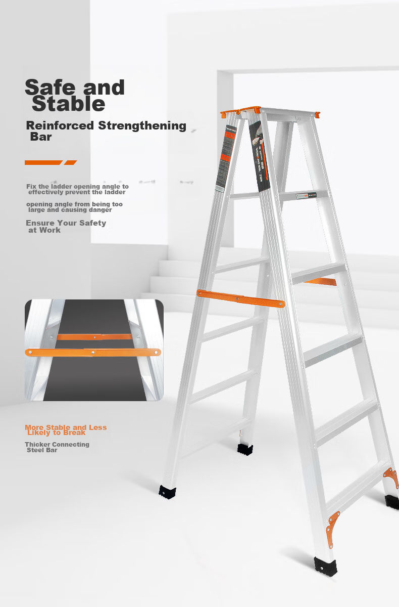 AOPENG Folding Ladder, Household A-Frame Ladder, Thickened Aluminum Alloy Six-Step Ladder, Multifunctional Double-Sided Engineering Staircase 9