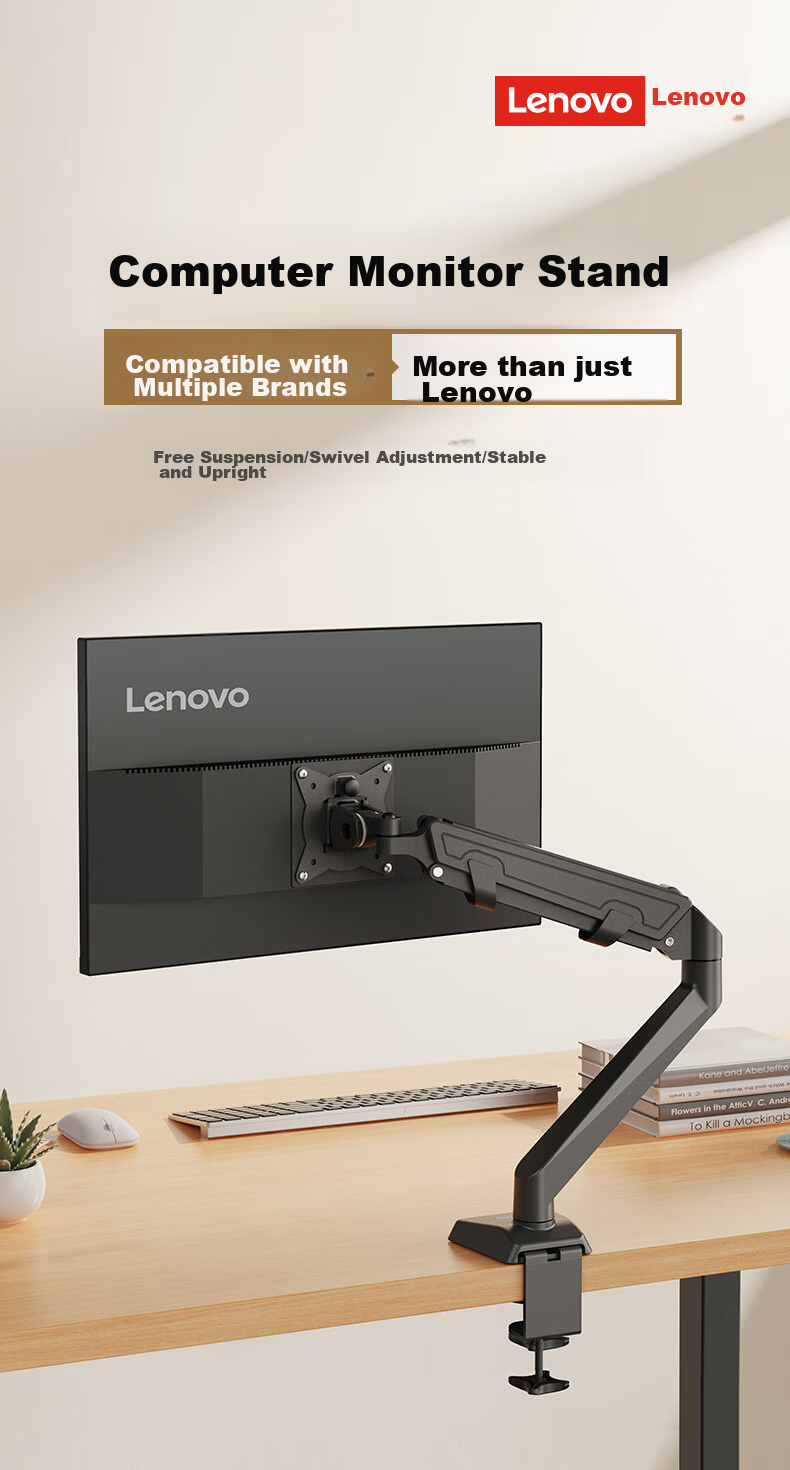 Lenovo Monitor Arm Mechanical Arm Computer Stand Display Screen Bracket Height Adjustable Desk Clamp Rotating Stand 22-40 Inch AD-120 2