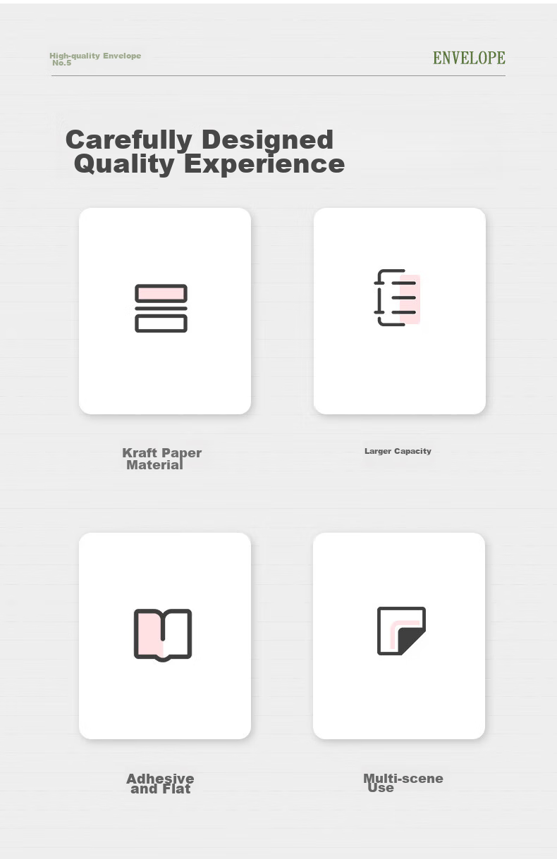 COMIX No. 5 Kraft Paper Envelopes for High School Entrance Exam Motivational Letters, Standard 220*110mm Adult Graduation Envelopes with Premium Feel, Salary Envelope, Invoice Envelope, 50 Sheets Per Pack 2