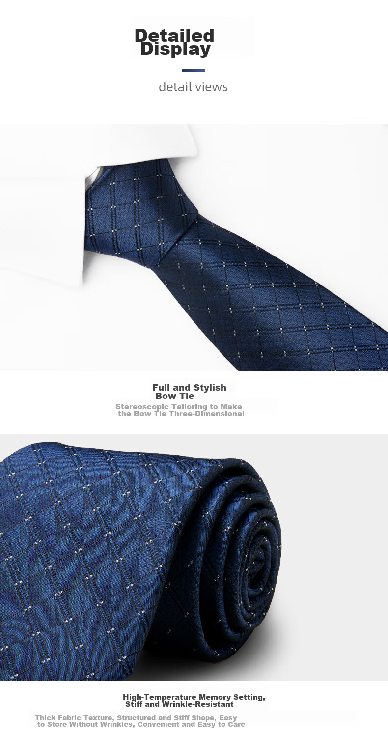 Luomeng Men's Necktie, Business Formal Wear, 8cm Hand-Tied, for Interviews, Work, Groomsmen, Wedding Ceremony, Gift Box Packaging 9