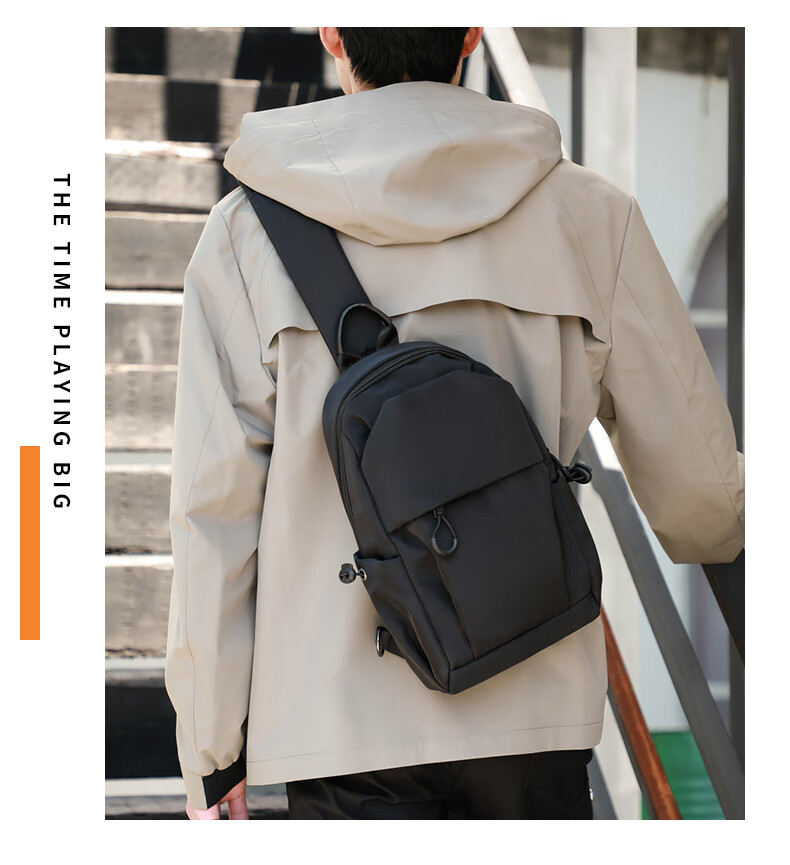 Viney Men's Bag, Fashionable Crossbody Bag, Korean-Style Versatile Shoulder Bag, Simple Oxford Cloth Travel Backpack, Trendy Sports Brand 2